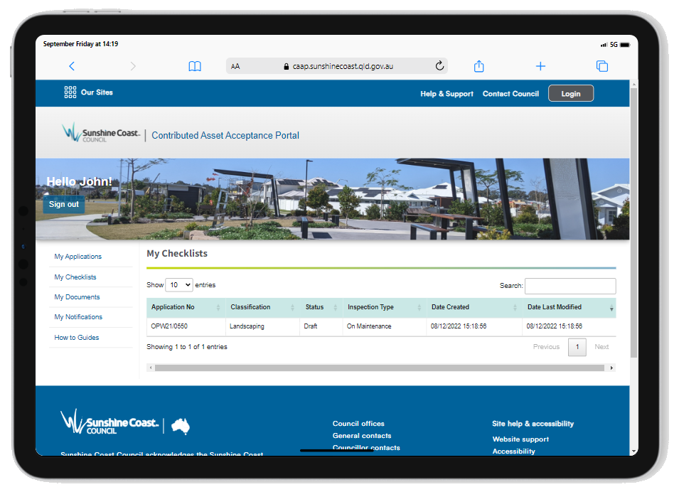 Contributed Asset Acceptance Portal screen shot
