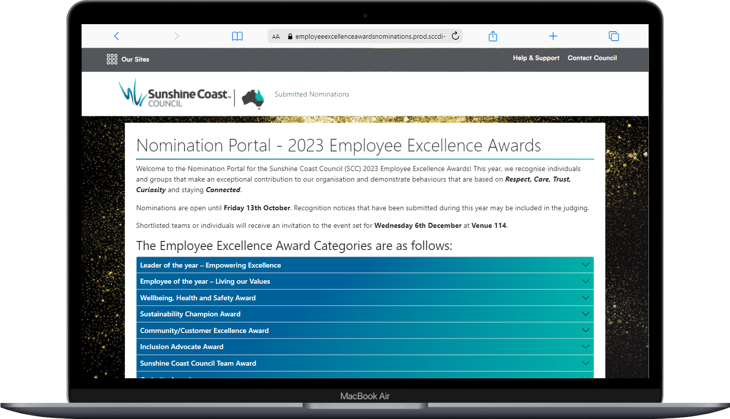 Employee Excellence Portal screen shot